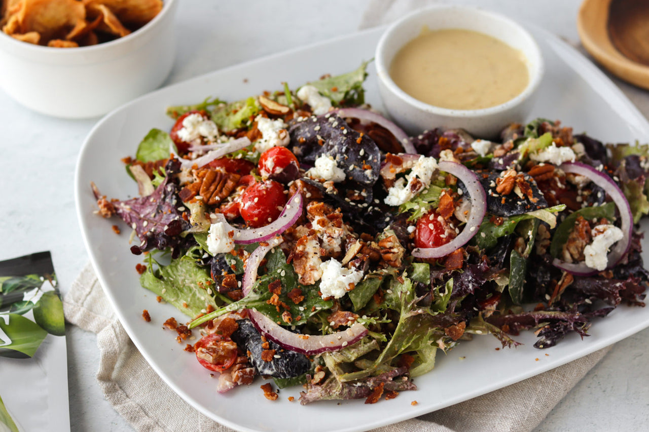 Bacon Pecan Goat Cheese Salad with Pear Vinaigrette