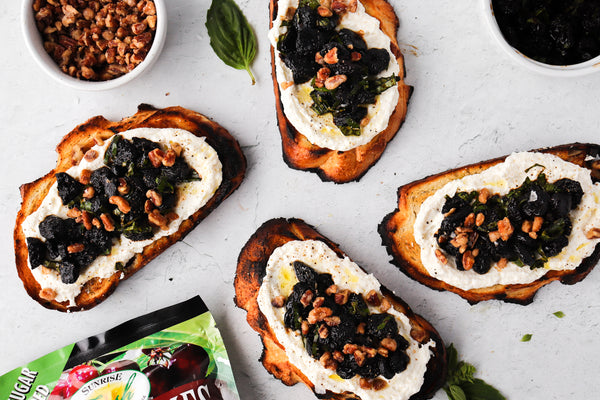 Grilled Whipped Ricotta Toast with Balsamic Cherries