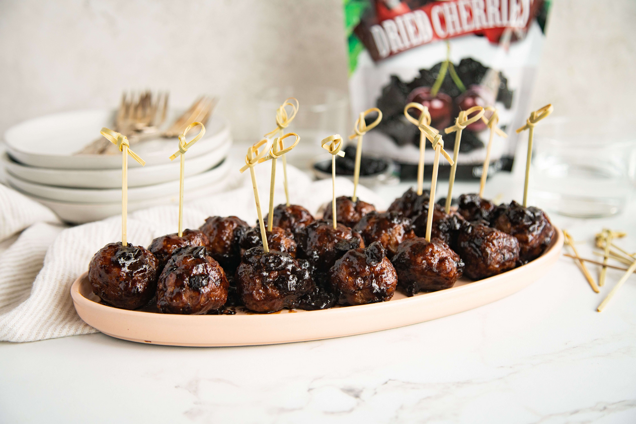 Balsamic Cherry Glazed Mini Meatballs